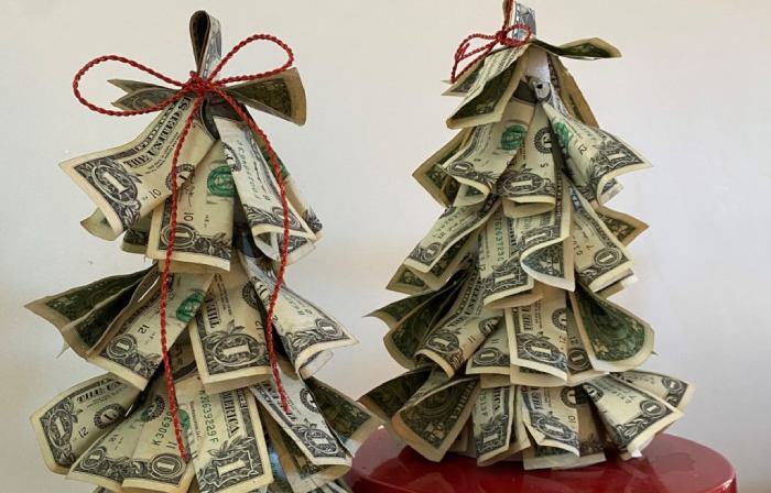 Money Tree With Holiday Ornaments Of Money Gifts