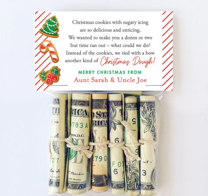 Money Gift Tag With Holiday Greetings Of Money Present Idea