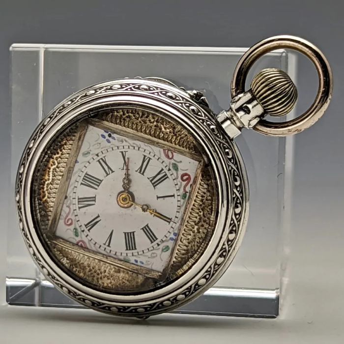 Pocket Watch With Engraved Case Of Anniversary Delivery Present