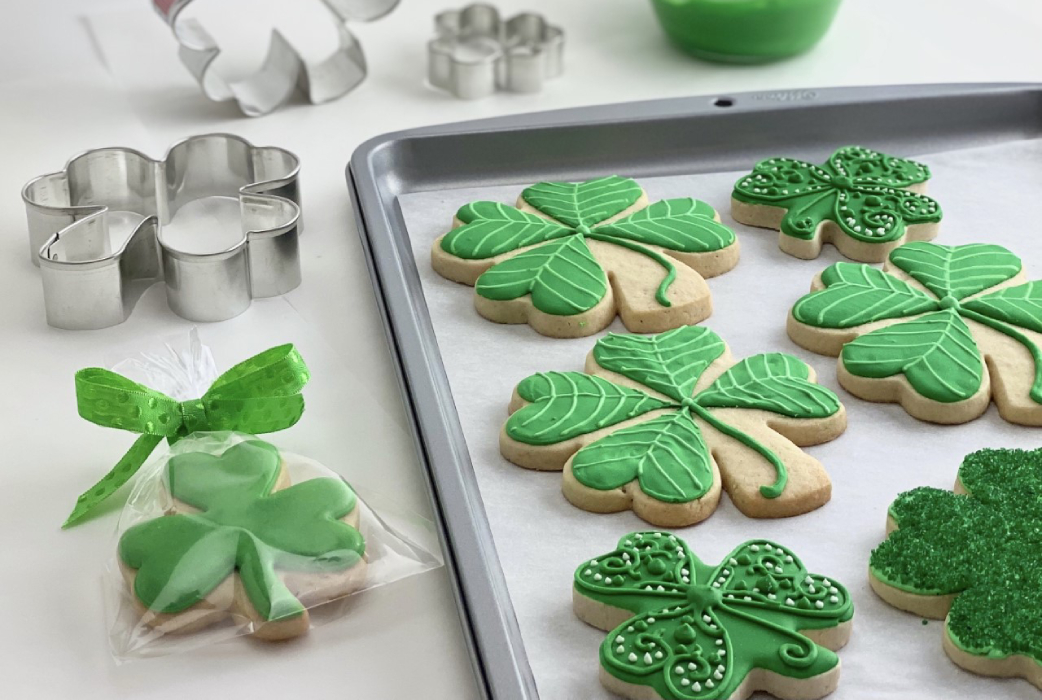 Shamrock-Shaped Cookies for St Patrick's Day Gift Basket Ideas