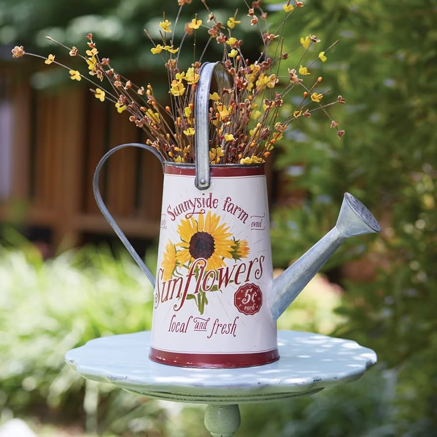 Sunflower Print Watering Can