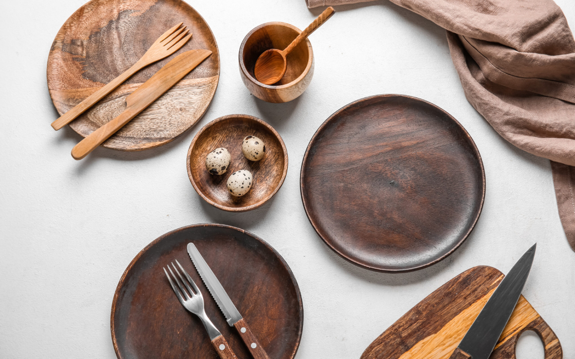 Wooden or Bamboo Dinnerware Set as Wedding Gifts for Nature Lovers