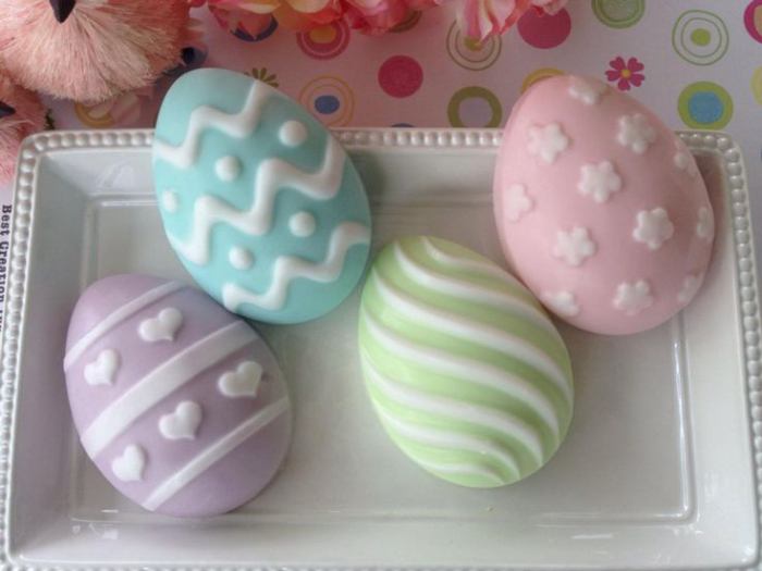 Colorful Easter Egg-Shaped Soap Bars For Easter Hostess Present