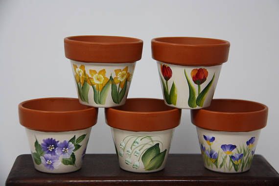 Hand-painted Mini Flower Pots for Crafting Gift Boxes