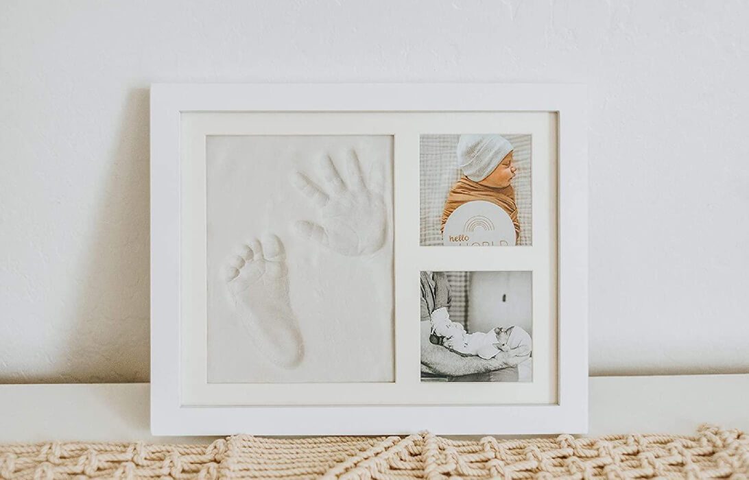 First Mothers Day Gift for Daughter in law with Baby Handprint and Footprint Frame