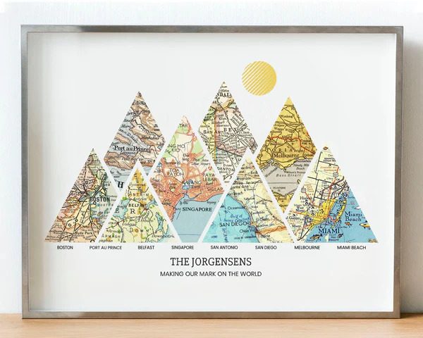 Cartographic Mountain Art - Anniversary Gifts For The Husband Who Has Everything