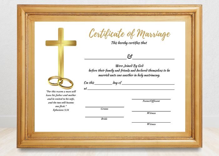 Christian Marriage Certificate Frame As Christian Marriage Gifts