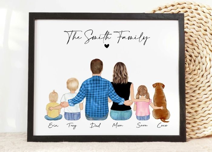 Customized Family Portrait As Father's Day Gift For A First Time Dad