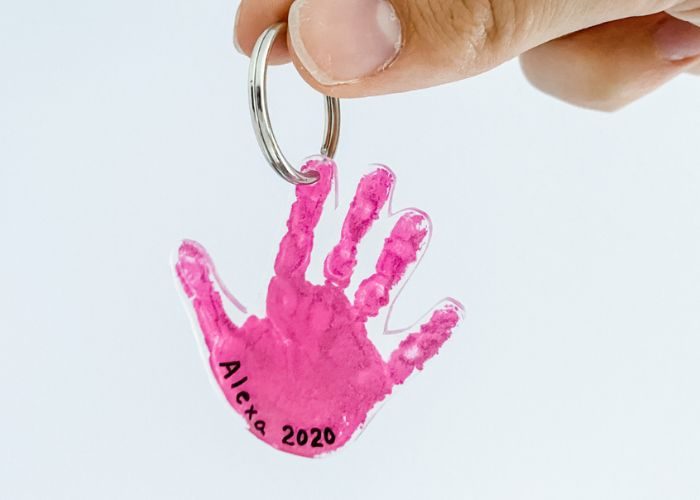 DIY Baby Handprint Keychain As Father's Day Gift Ideas For New Dad