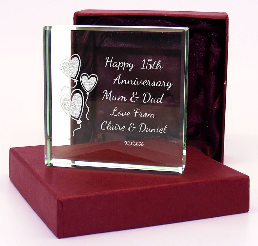 Engraved Glass Keepsake - Engraved Crystal Wedding Anniversary Gifts