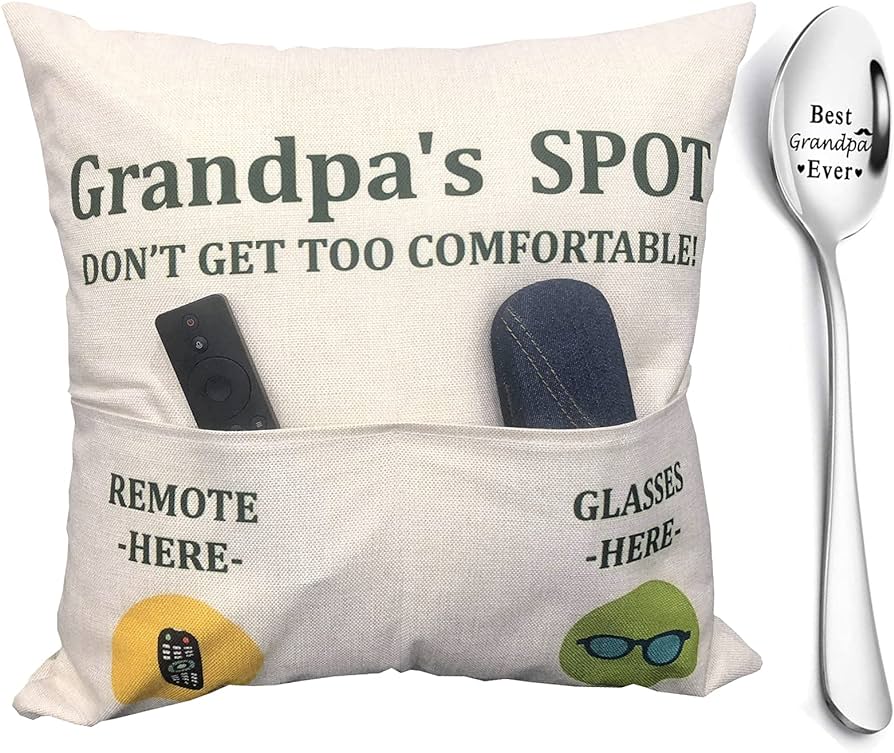 'Grandpa’s Spot' Throw Pillow Cover - Funny Grandpa Gift Ideas For Birthday