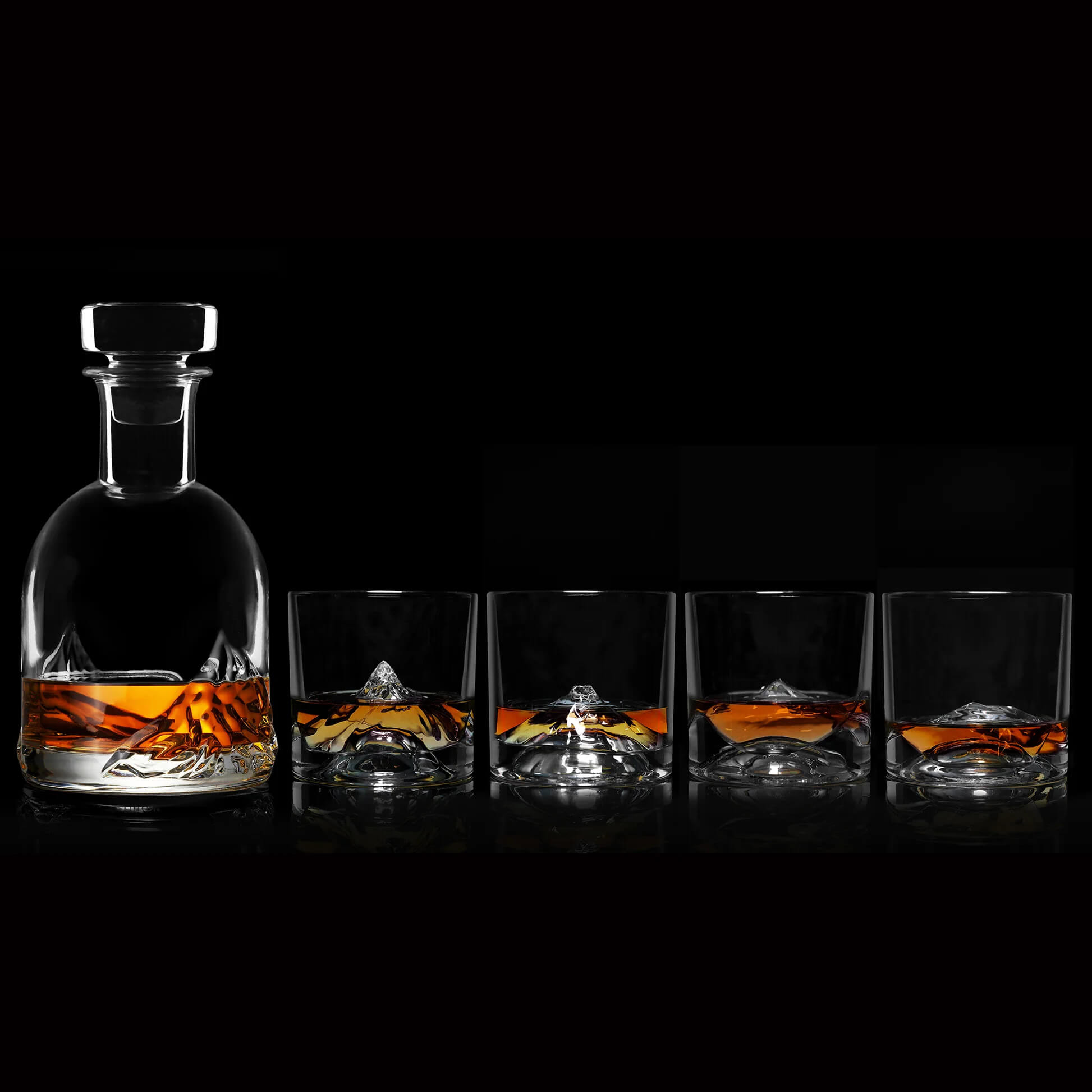 Whiskey Peaks Glass Decanter Set - Luxury Crystals For Wedding Gift