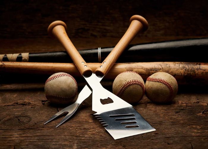 Baseball-themed Grill Tools Set As Baseball Dad Gift Ideas