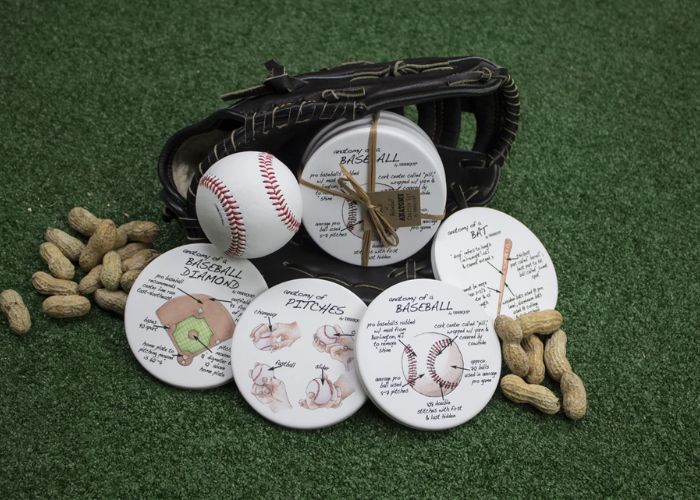 Baseball-themed Coasters Set As Custom Baseball Gifts