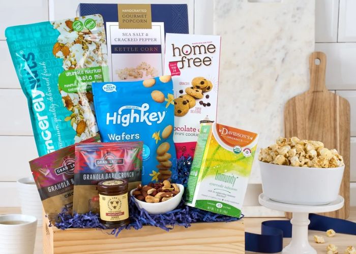 Healthy Snack Basket As Gifts For A New Mom