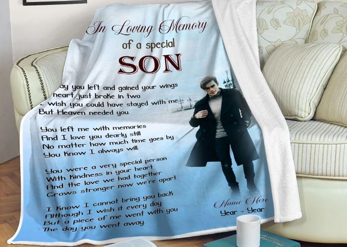 Customized Memory Blanket As memory gifts for loss of son